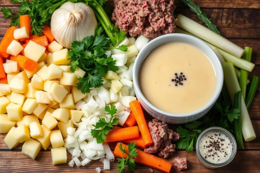 Ingredients for Creamy Potato and Hamburger Soup Ingredients for Creamy Potato and Hamburger Soup